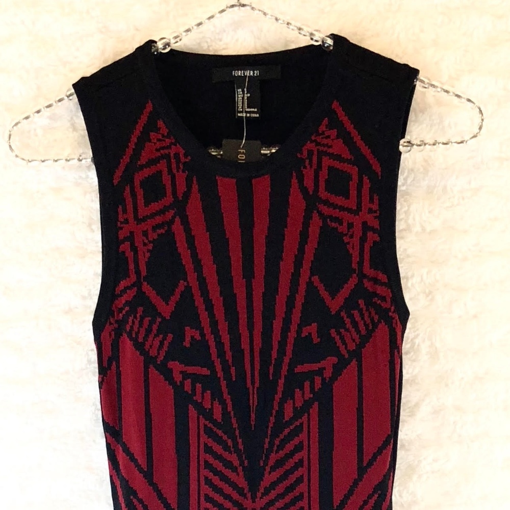 Forever 21 Red Black Sleeveless Open Back Dress S